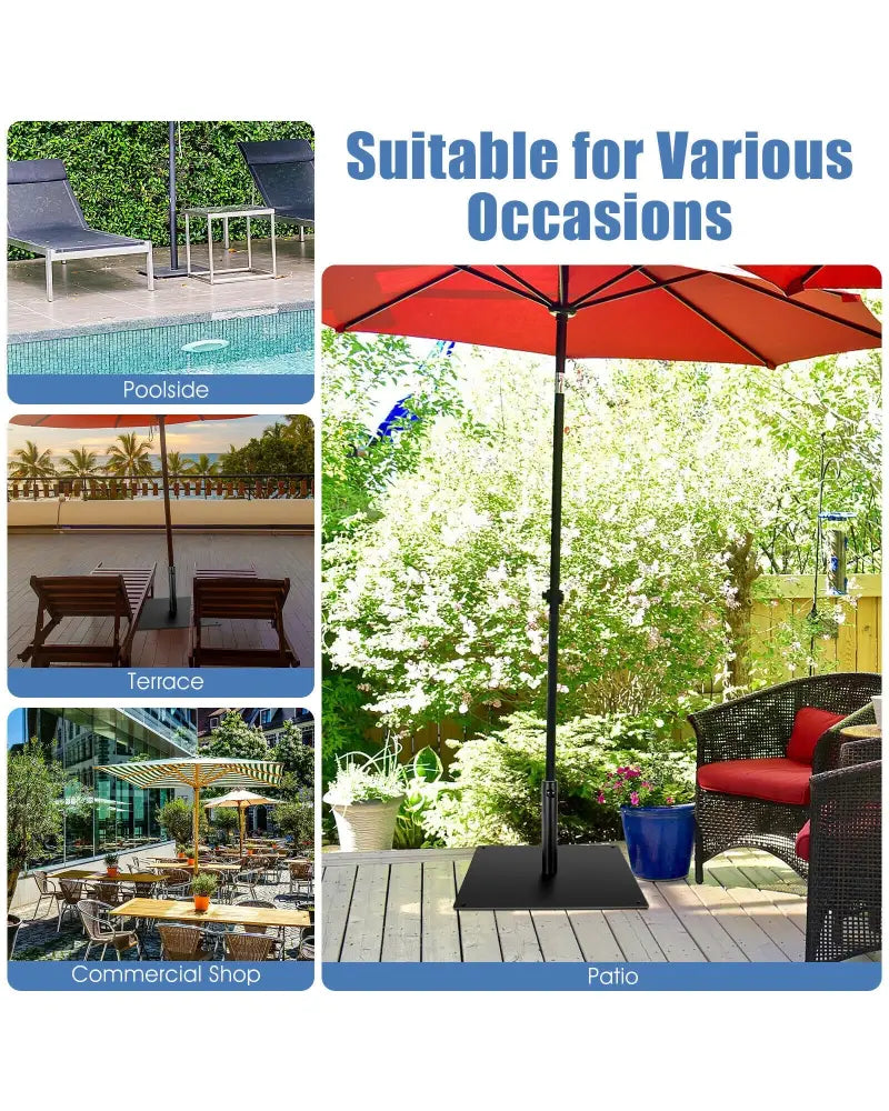 42 LBS Weighted 25 Inch Square Patio Umbrella Base - Black - Outdoor Umbrella Bases