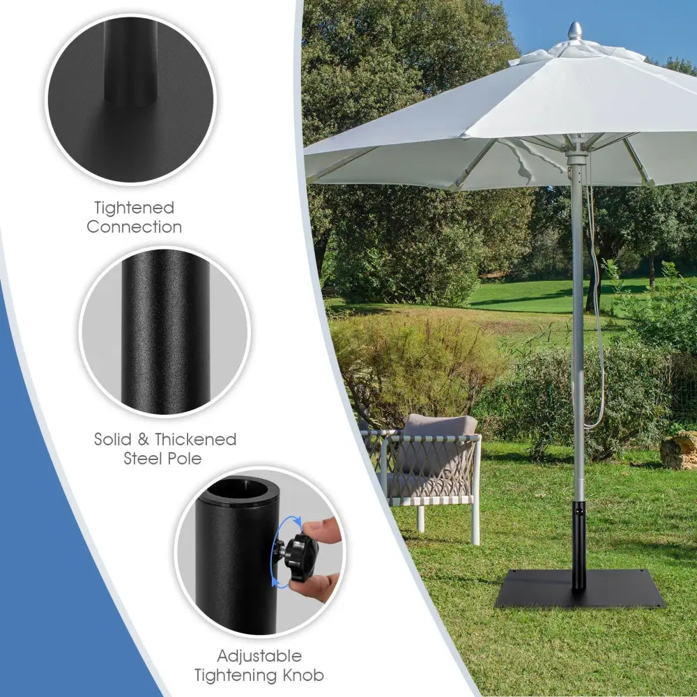 42 LBS Weighted 25 Inch Square Patio Umbrella Base - Black - Outdoor Umbrella Bases