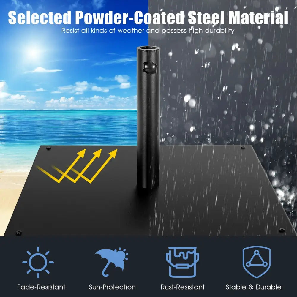 42 LBS Weighted 25 Inch Square Patio Umbrella Base - Black - Outdoor Umbrella Bases