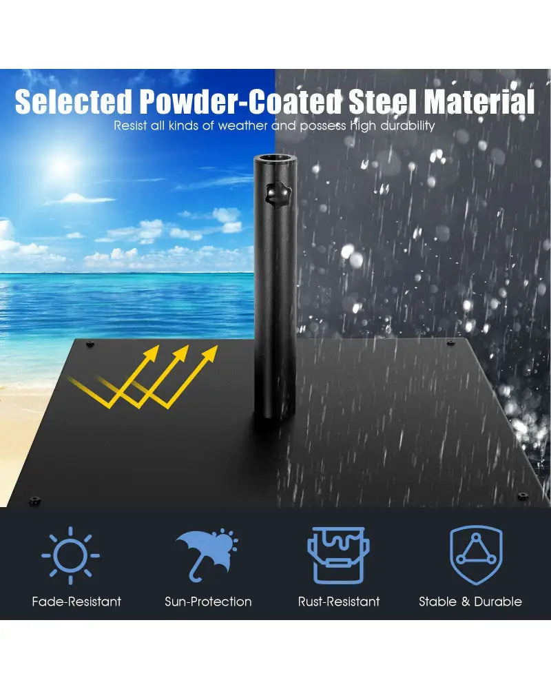 42 LBS Weighted 25 Inch Square Patio Umbrella Base - Black - Outdoor Umbrella Bases