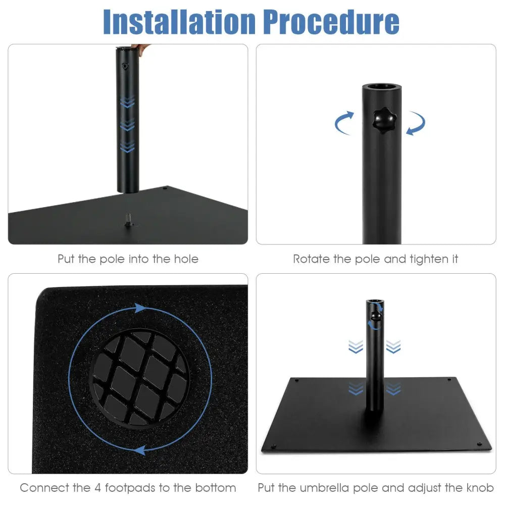 42 LBS Weighted 25 Inch Square Patio Umbrella Base - Black - Outdoor Umbrella Bases