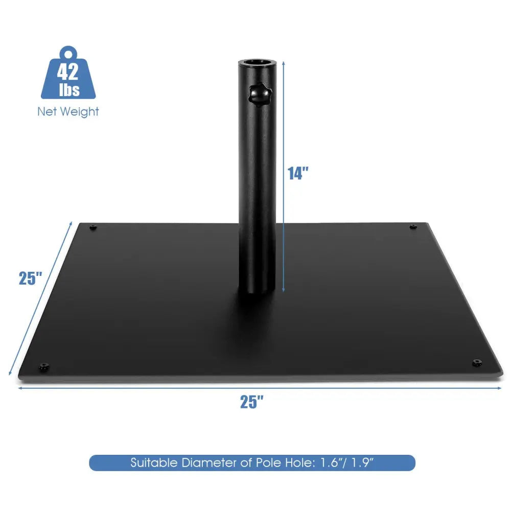 42 LBS Weighted 25 Inch Square Patio Umbrella Base - Black - Outdoor Umbrella Bases