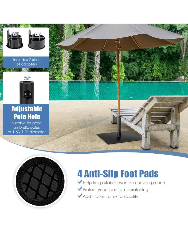 42 LBS Weighted 25 Inch Square Patio Umbrella Base - Black - Outdoor Umbrella Bases
