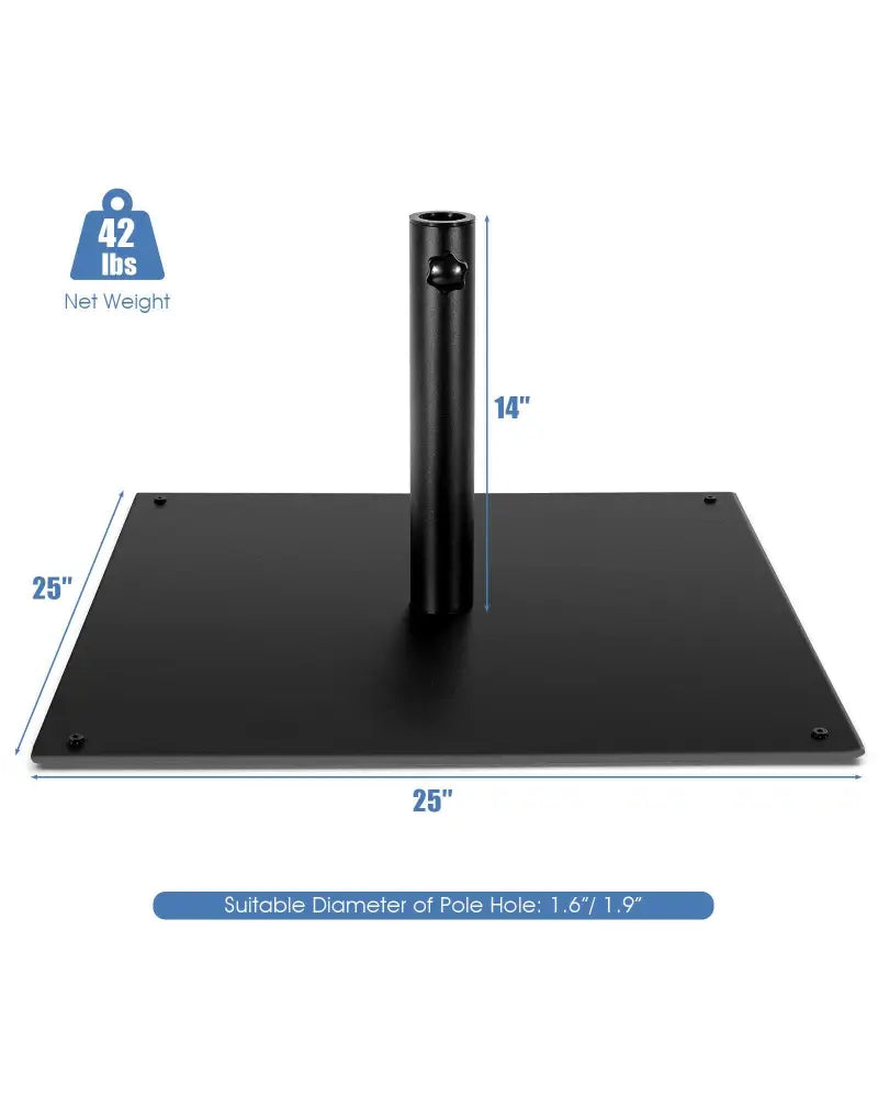42 LBS Weighted 25 Inch Square Patio Umbrella Base - Black - Outdoor Umbrella Bases
