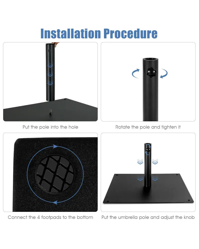 42 LBS Weighted 25 Inch Square Patio Umbrella Base - Black - Outdoor Umbrella Bases