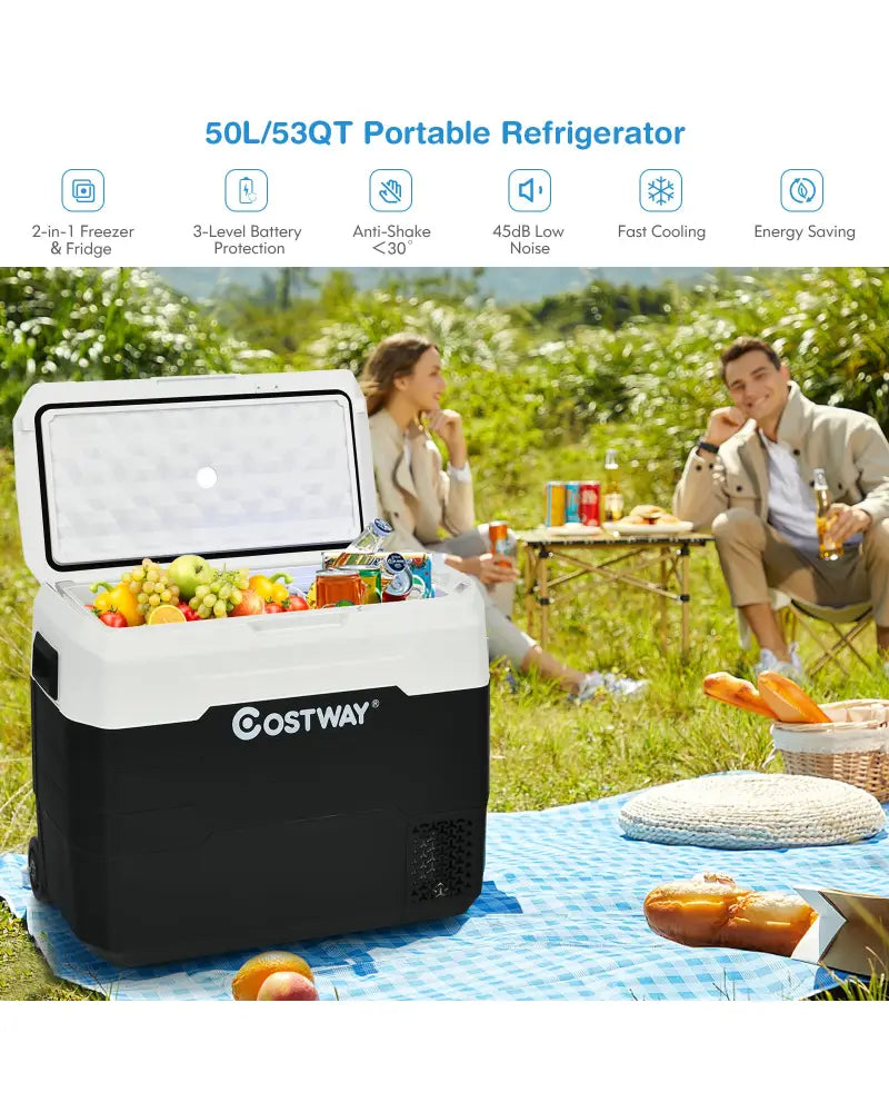 42 QT Portable Dual-Zone Car Refrigerator-White - White - Coolers
