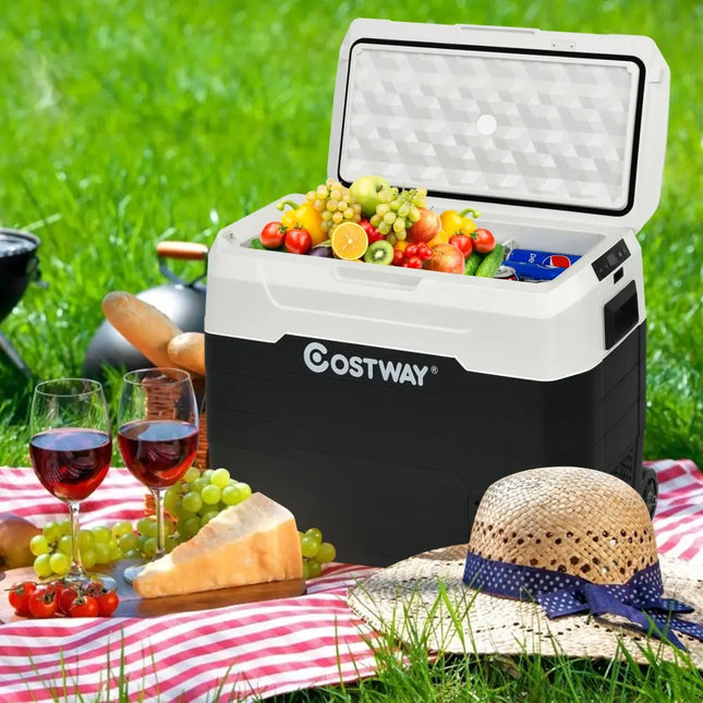42 QT Portable Dual-Zone Car Refrigerator-White - White - Coolers