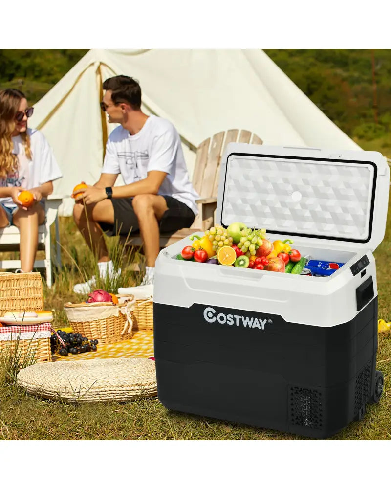 42 QT Portable Dual-Zone Car Refrigerator-White - White - Coolers