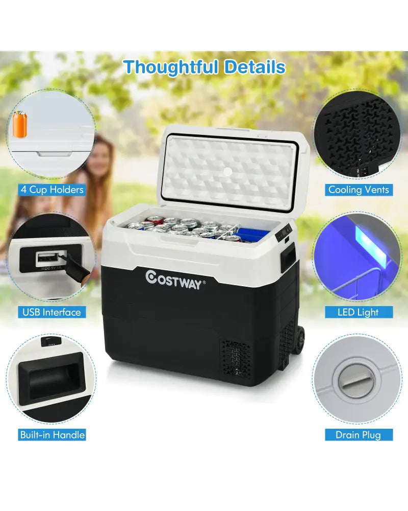 42 QT Portable Dual-Zone Car Refrigerator-White - White - Coolers