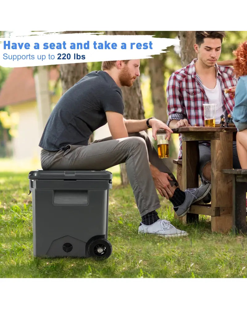 42 Quart Hard Cooler with Wheels and Handle - Gray - Coolers