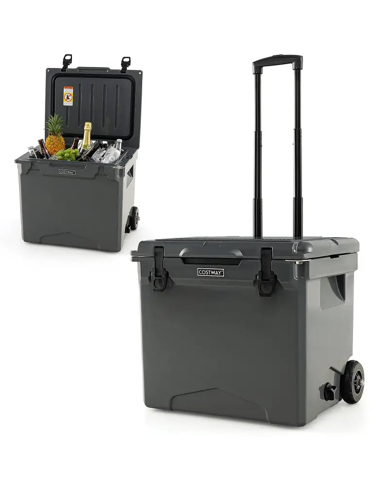 42 Quart Hard Cooler with Wheels and Handle - Gray - Coolers
