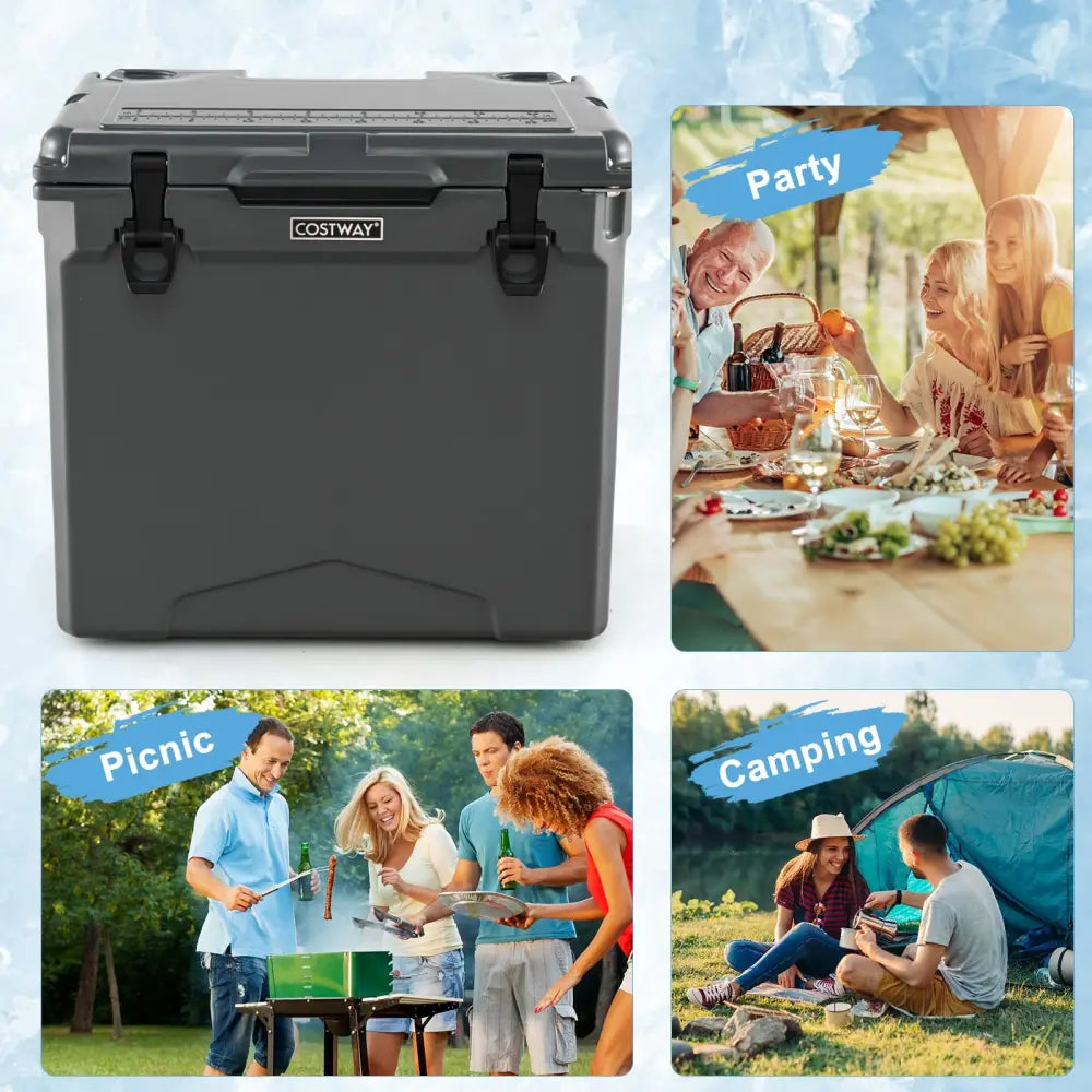 42 Quart Hard Cooler with Wheels and Handle - Gray - Coolers