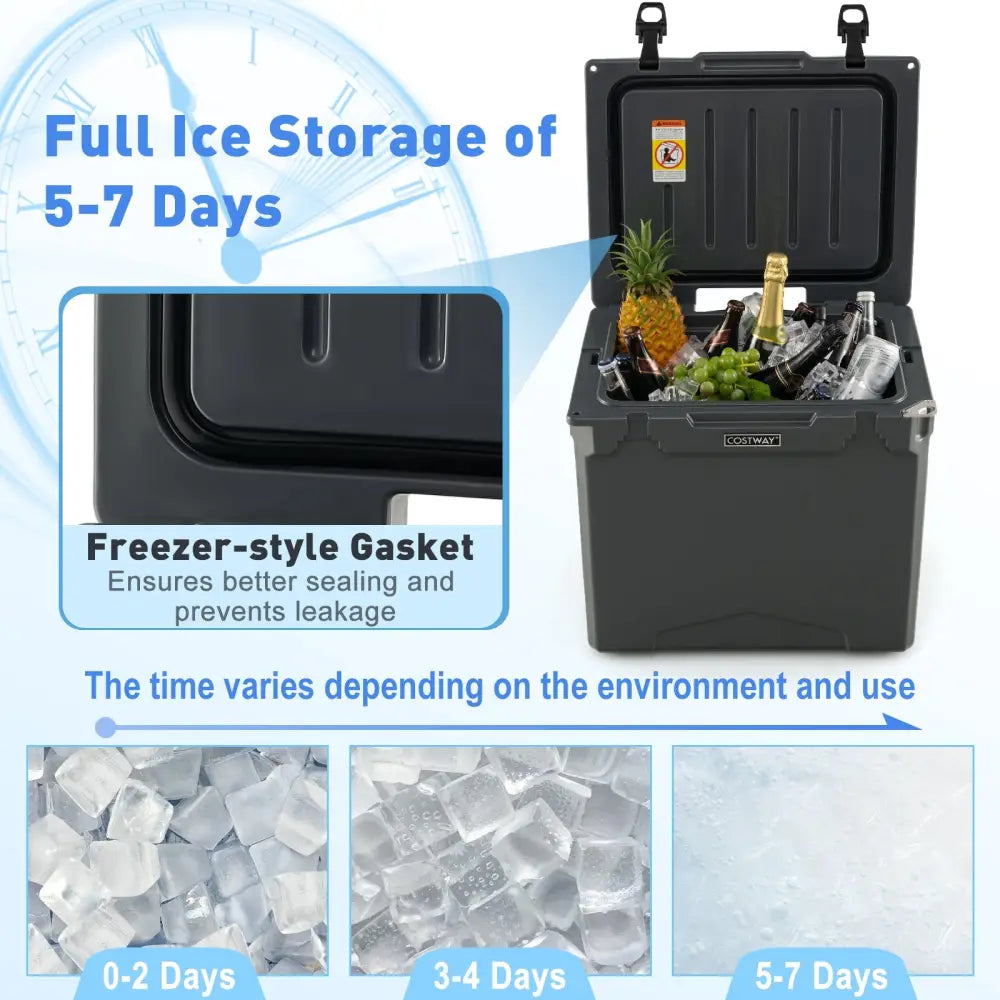 42 Quart Hard Cooler with Wheels and Handle - Gray - Coolers