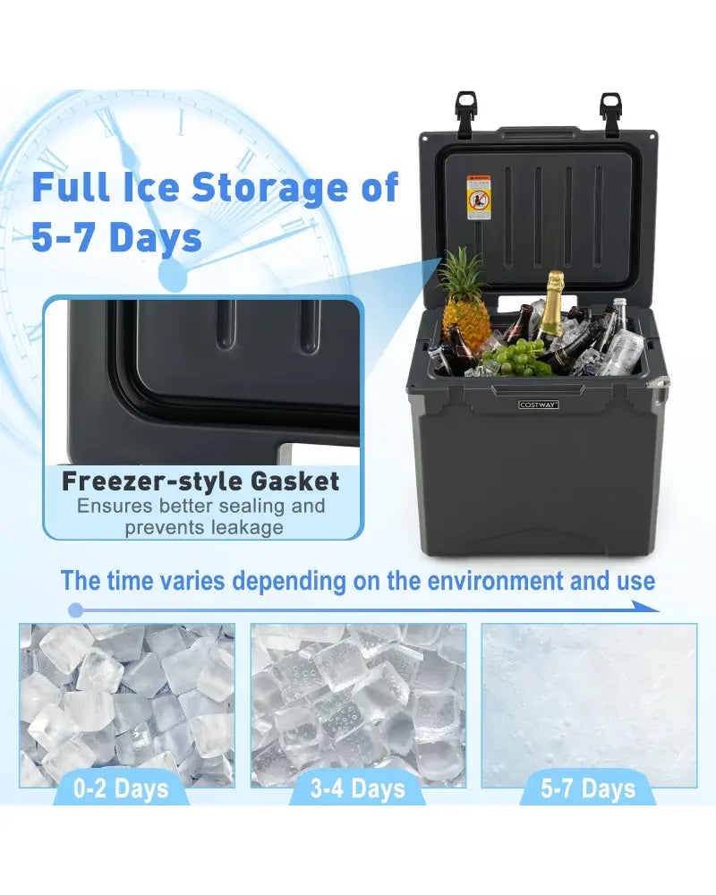42 Quart Hard Cooler with Wheels and Handle - Gray - Coolers