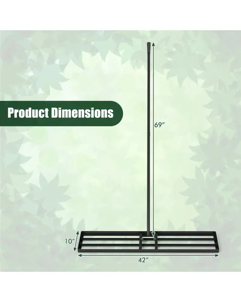 42 x 10 Inch Lawn Leveling Rake with Ergonomic Handle-Black - Black - Lawn Care Tools