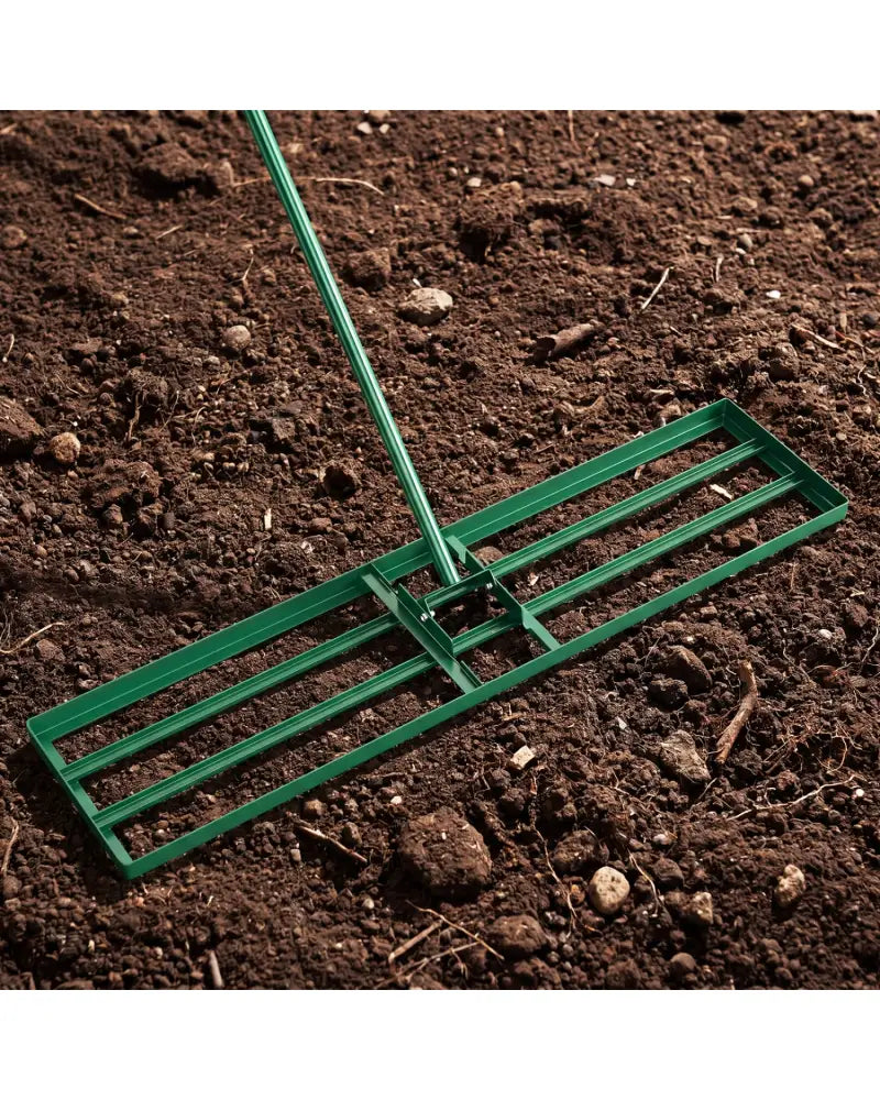 42 x 10 Inch Lawn Leveling Rake with Ergonomic Handle-Green - Green - Lawn Care Tools