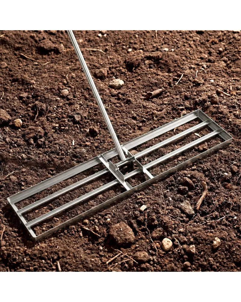 42 x 10 Inch Lawn Leveling Rake with Ergonomic Handle-Silver - Silver - Lawn Care Tools