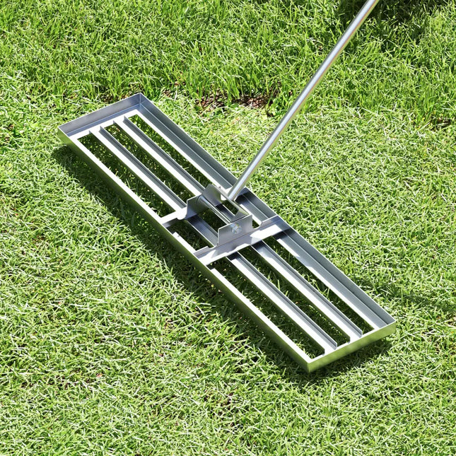 42 x 10 Inch Lawn Leveling Rake with Ergonomic Handle-Silver - Silver - Lawn Care Tools