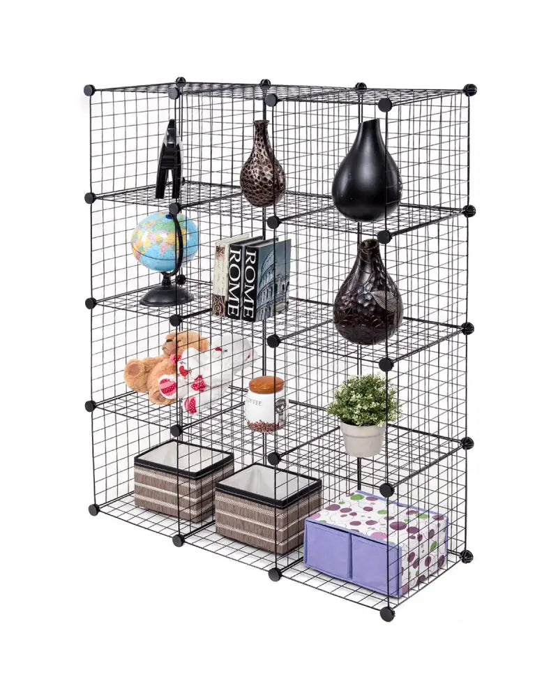 42’’ x 14’’ x 56’’ DIY 12-Cube Metal Grid Wire Storage Cubes - Clothing & Closet Storage
