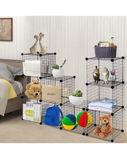 42’’ x 14’’ x 56’’ DIY 12-Cube Metal Grid Wire Storage Cubes - Clothing & Closet Storage