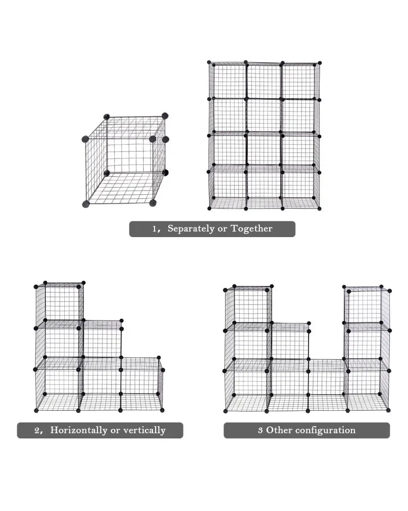 42’’ x 14’’ x 56’’ DIY 12-Cube Metal Grid Wire Storage Cubes - Clothing & Closet Storage