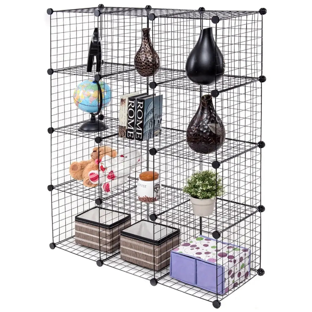 42’’ x 14’’ x 56’’ DIY 12-Cube Metal Grid Wire Storage Cubes - Clothing & Closet Storage