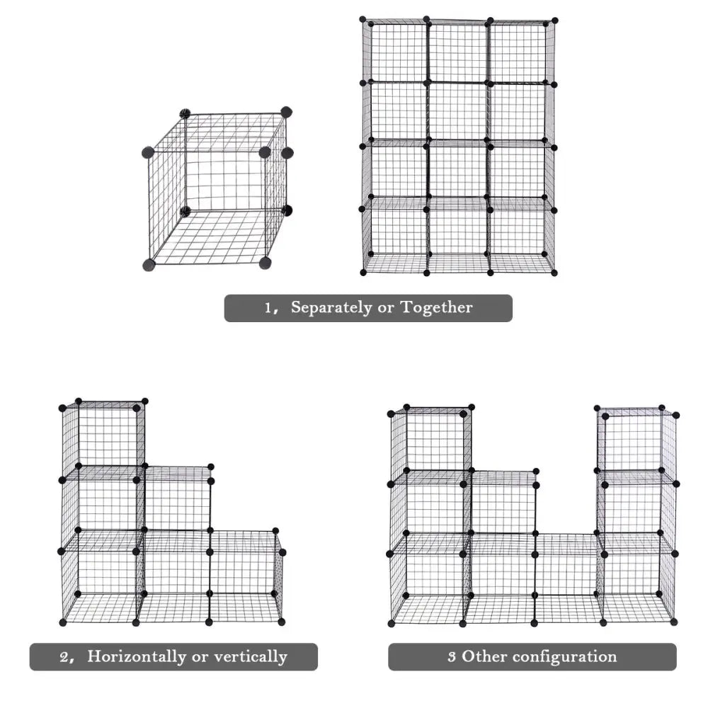 42’’ x 14’’ x 56’’ DIY 12-Cube Metal Grid Wire Storage Cubes - Clothing & Closet Storage