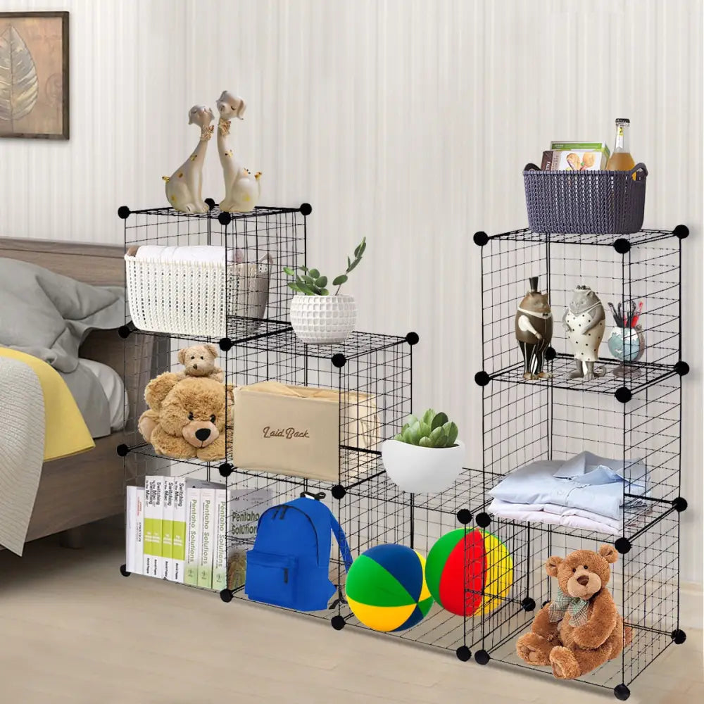 42’’ x 14’’ x 56’’ DIY 12-Cube Metal Grid Wire Storage Cubes - Clothing & Closet Storage
