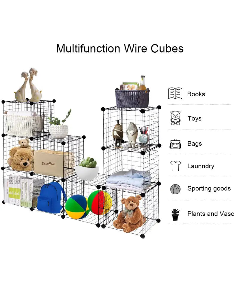 42’’ x 14’’ x 56’’ DIY 12-Cube Metal Grid Wire Storage Cubes - Clothing & Closet Storage