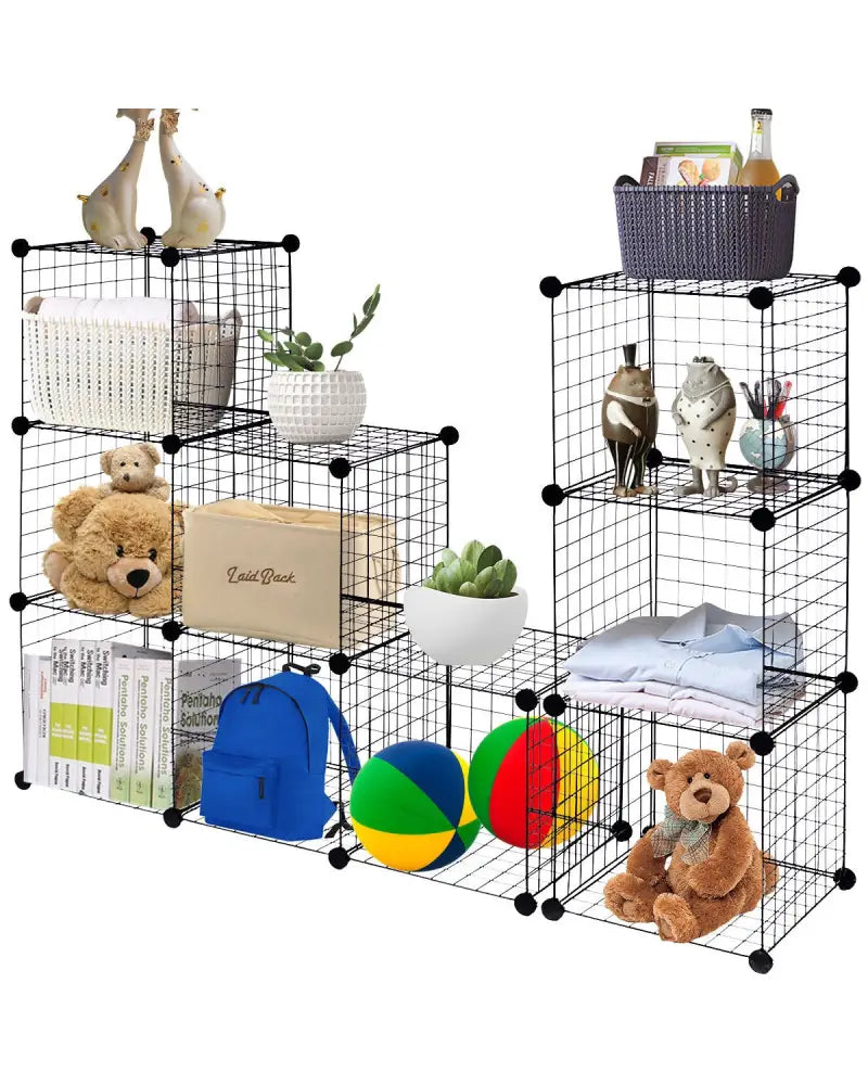 42’’ x 14’’ x 56’’ DIY 12-Cube Metal Grid Wire Storage Cubes - Clothing & Closet Storage