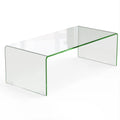 42 x 19.7 Inch Clear Tempered Glass Coffee Table with Rounded Edges-Transparent - Transparent - Coffee Tables