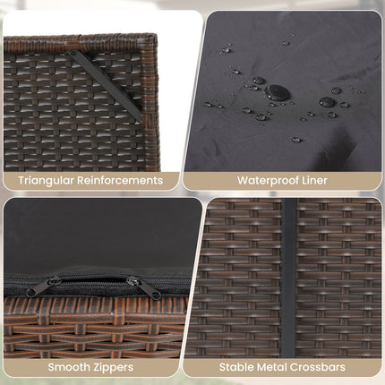 PE Rattan Storage Bin with Waterproof Liner for Patio Cushions