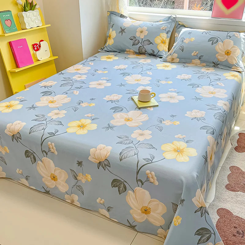 100% Cotton Flower Printed Bed Sheet – Single/Double/King Flat Sheet
