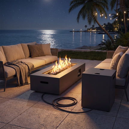 42 Inch 50 000 BTU Outdoor Rectangular Fire Table with Tank Holder