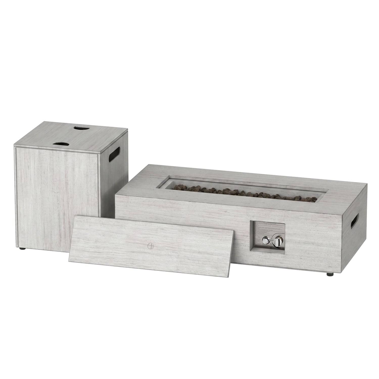 Table de foyer rectangulaire d'extérieur de 42 pouces et 50 000 BTU avec support pour bouteille de gaz