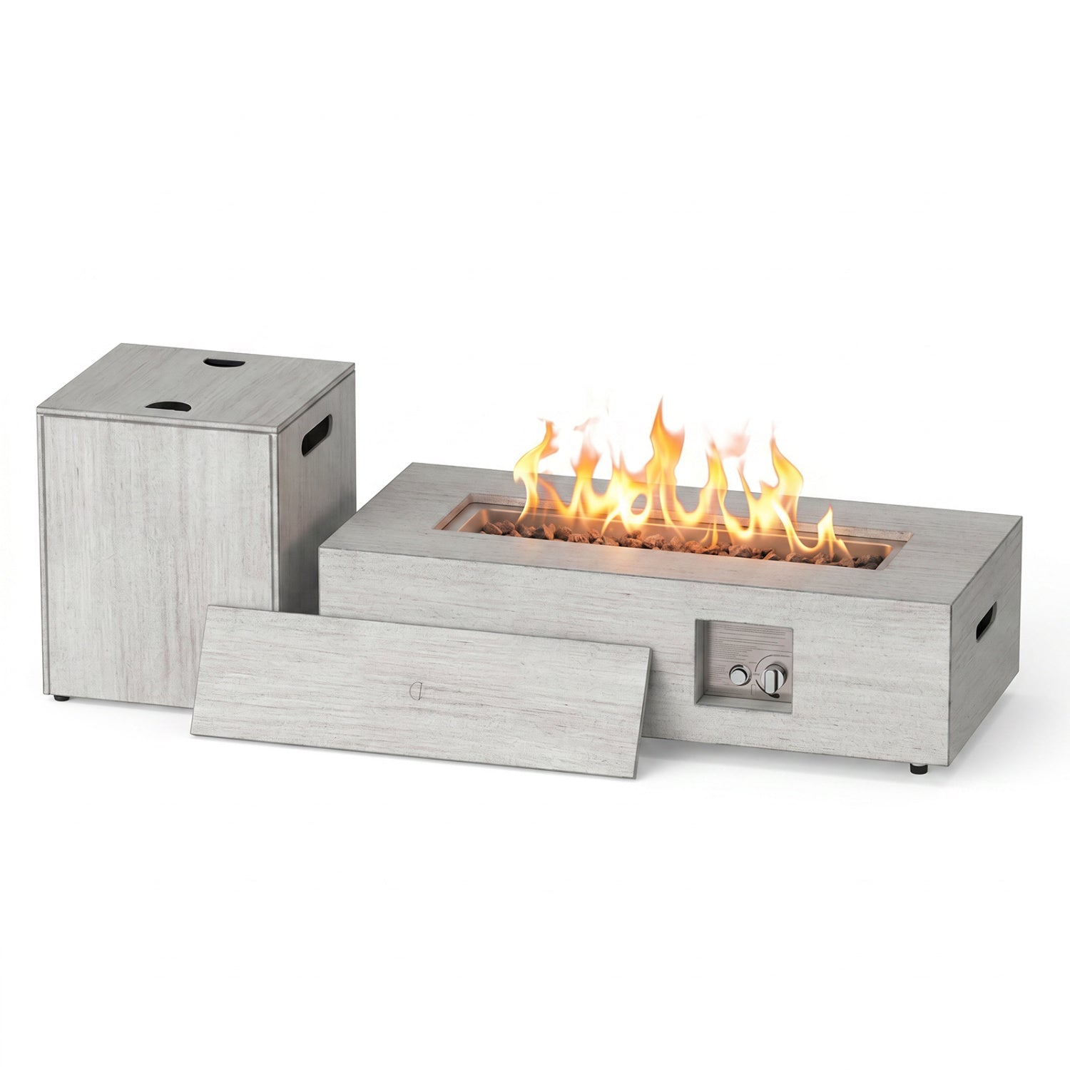 Table de foyer rectangulaire d'extérieur de 42 pouces et 50 000 BTU avec support pour bouteille de gaz