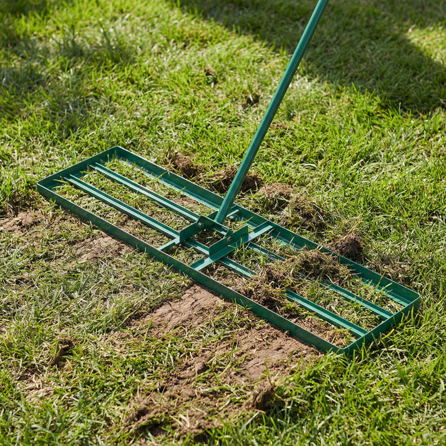 42 x 10 Inch Lawn Leveling Rake with Ergonomic Handle-Green
