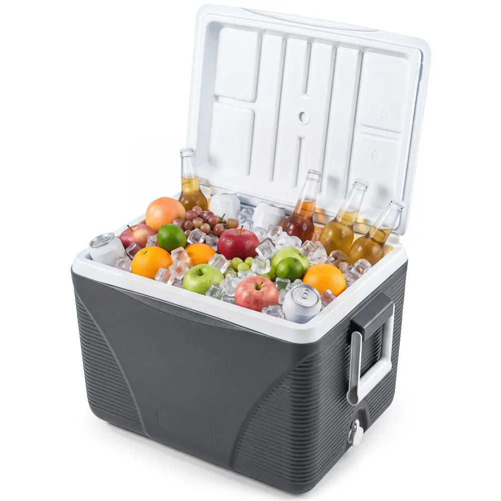 43.3 Quart Portable Hard Coolerwith Handles and 4 Cup Holders-Black - Black - Coolers