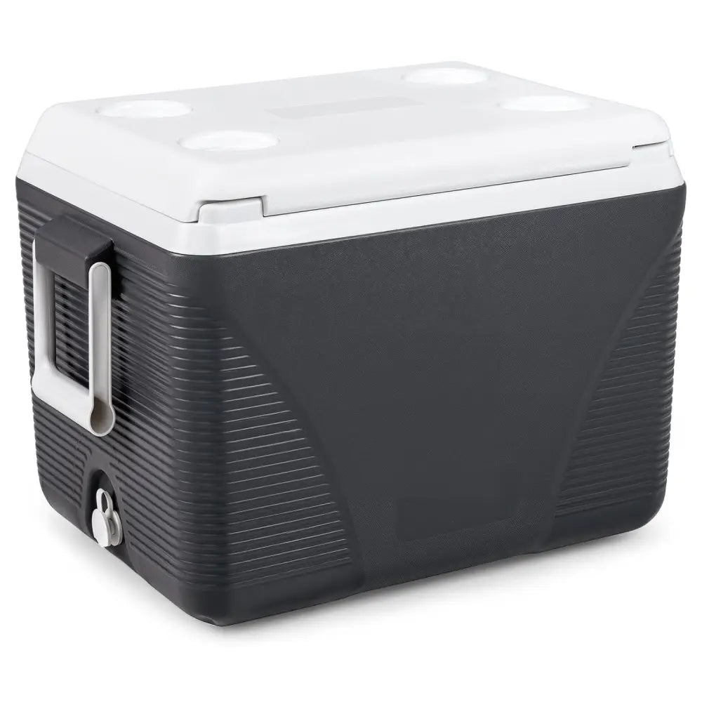 43.3 Quart Portable Hard Coolerwith Handles and 4 Cup Holders-Black - Black - Coolers