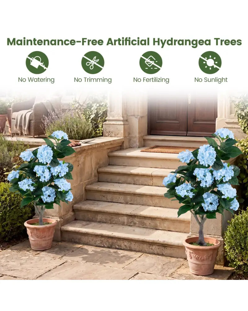 43.5’’ Artificial Hydrangea Tree 2 Pack-Blue - Blue - Faux Plants