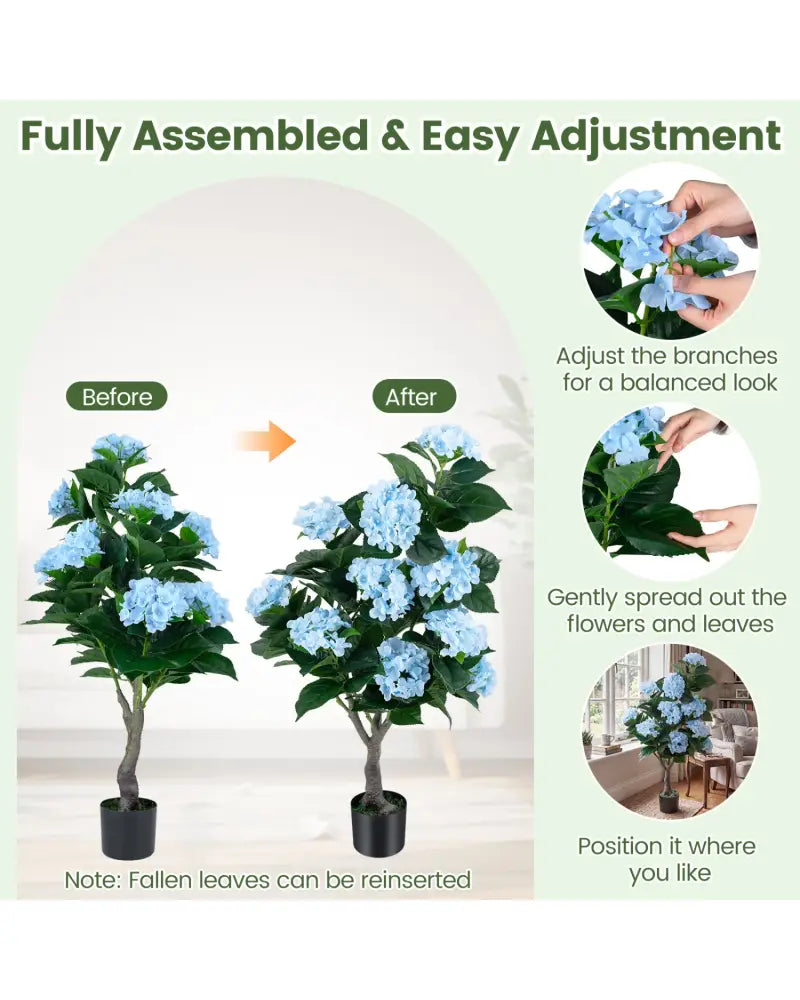 43.5’’ Artificial Hydrangea Tree 2 Pack-Blue - Blue - Faux Plants