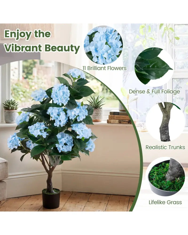43.5’’ Artificial Hydrangea Tree 2 Pack-Blue - Blue - Faux Plants
