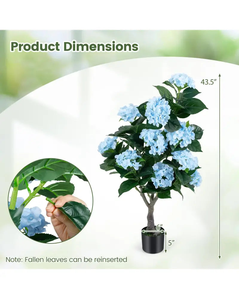 43.5’’ Artificial Hydrangea Tree 2 Pack-Blue - Blue - Faux Plants