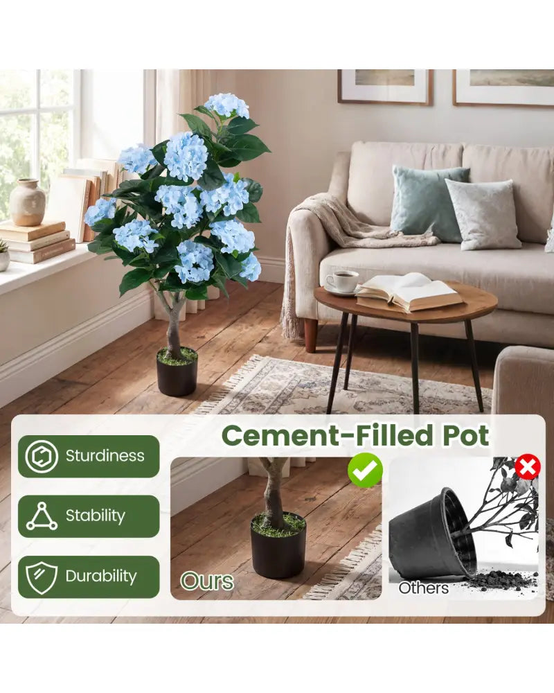 43.5’’ Artificial Hydrangea Tree 2 Pack-Blue - Blue - Faux Plants