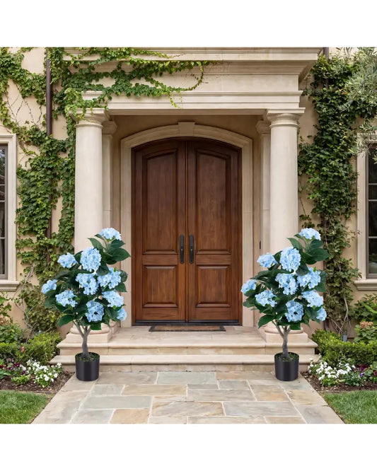 43.5’’ Artificial Hydrangea Tree 2 Pack-Blue - Blue - Faux Plants
