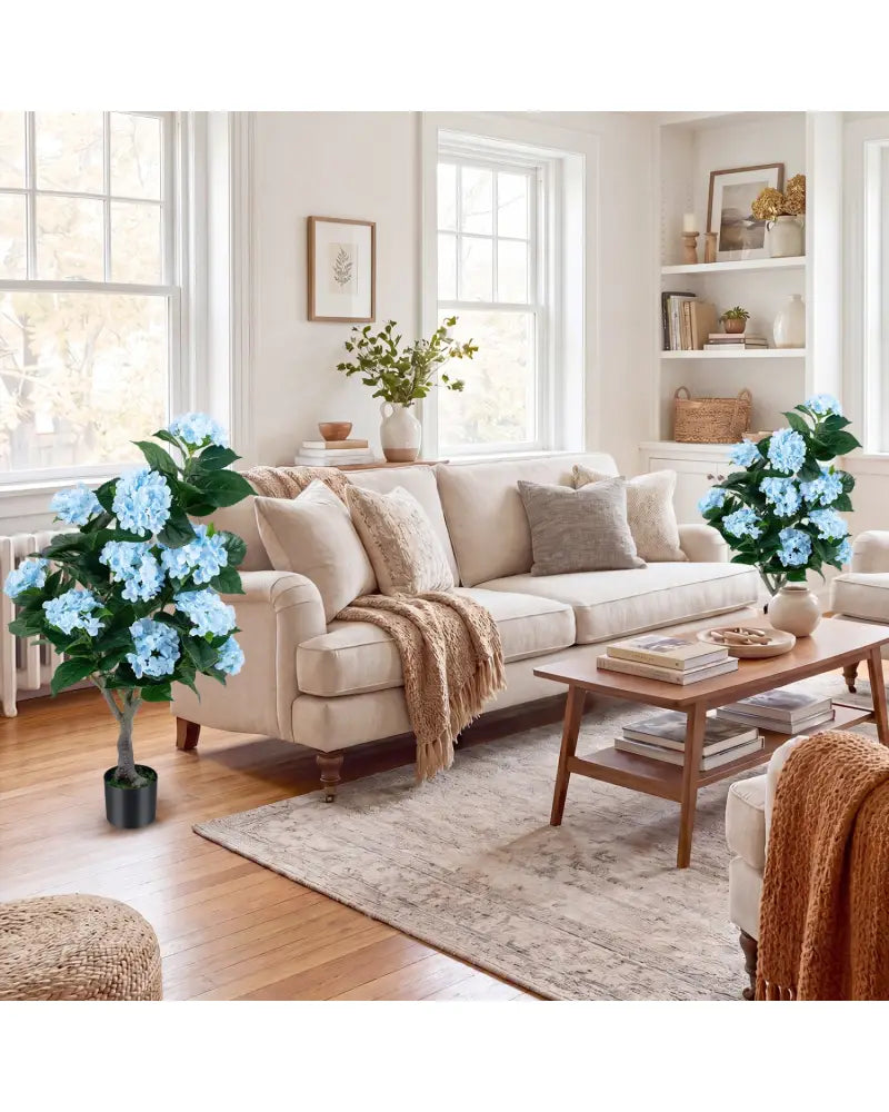 43.5’’ Artificial Hydrangea Tree 2 Pack-Blue - Blue - Faux Plants