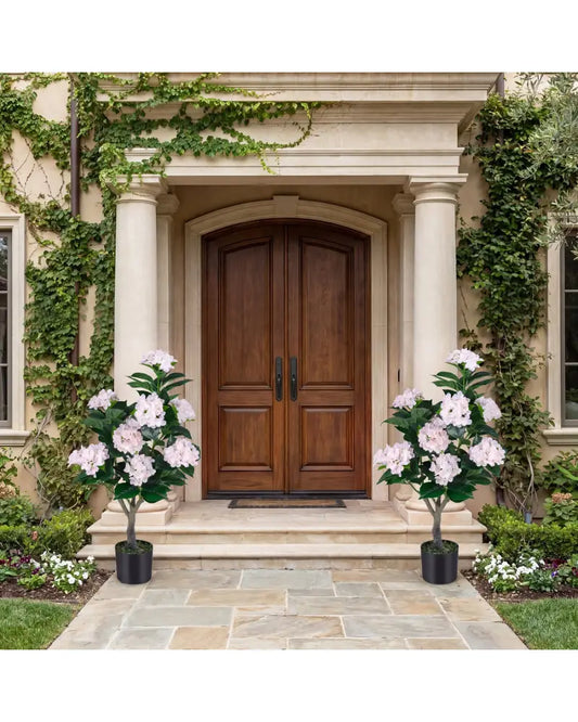 43.5’’ Artificial Hydrangea Tree 2 Pack-Pink - Pink - Faux Plants