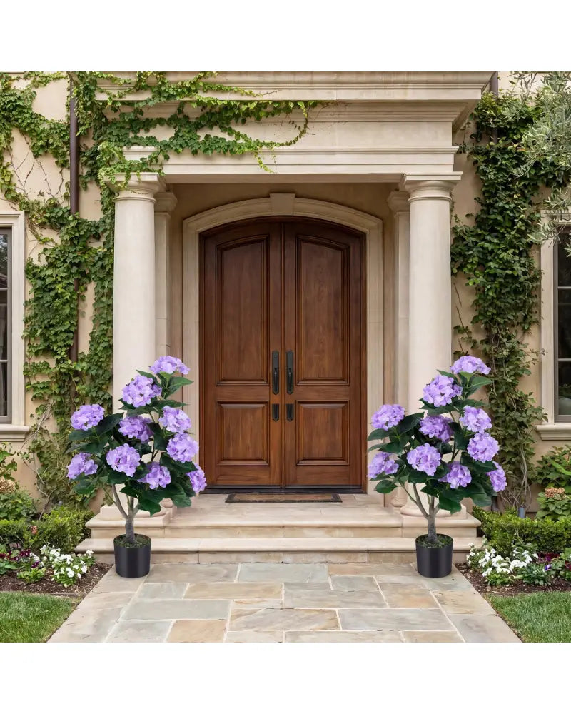 43.5’’ Artificial Hydrangea Tree 2 Pack-Purple - Purple - Faux Plants
