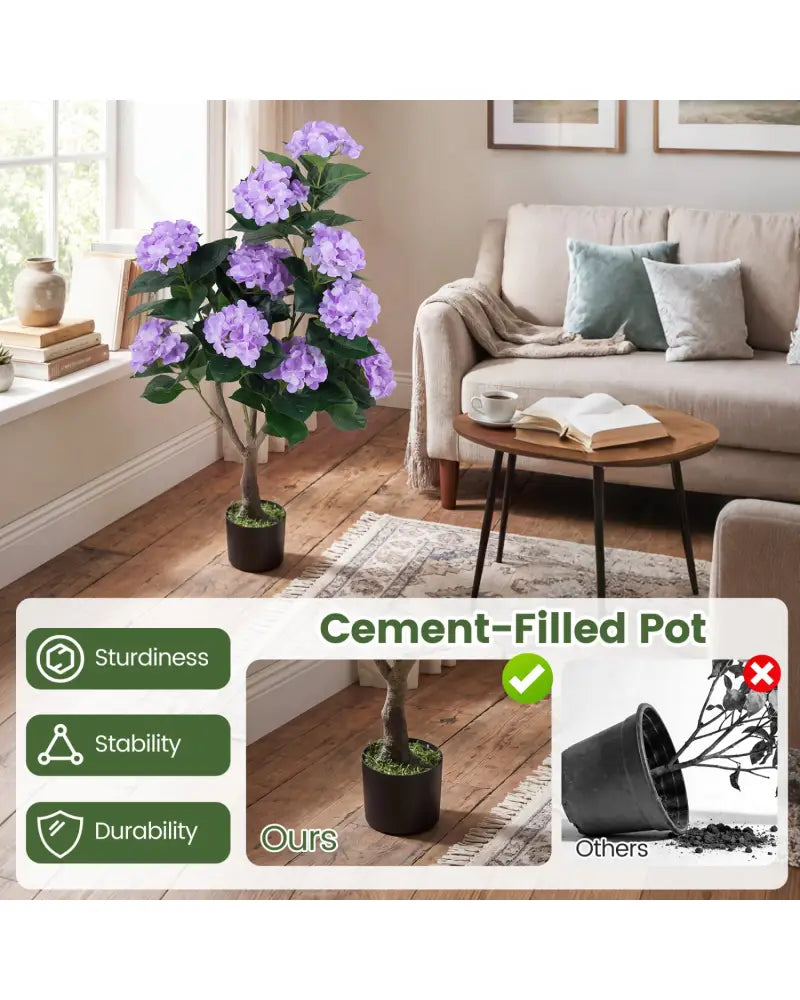43.5’’ Artificial Hydrangea Tree 2 Pack-Purple - Purple - Faux Plants