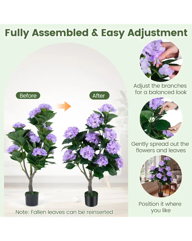 43.5’’ Artificial Hydrangea Tree 2 Pack-Purple - Purple - Faux Plants